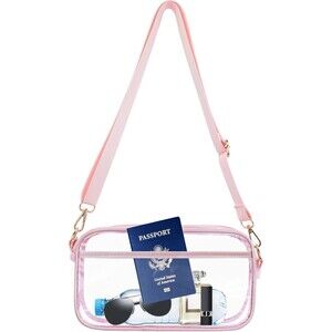 Clear Stadium Approved Crossbody Bag Pink Adjustable Strap Large See Through